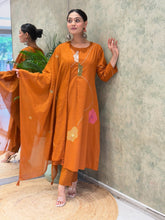 Orange embroidered Anarkali 3pc set