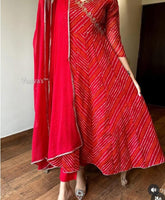 Red Bandej Anarkali 3pc Suit