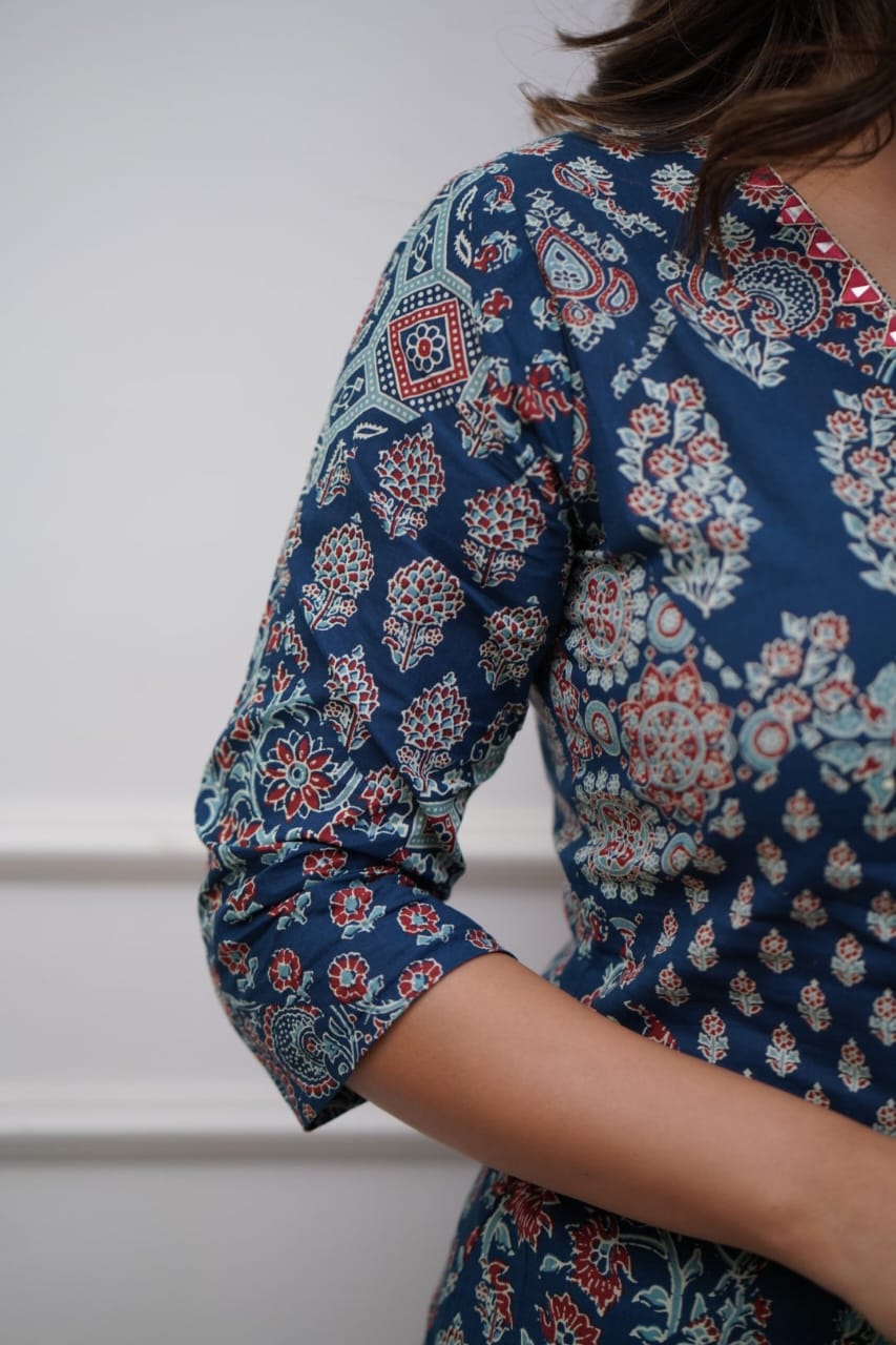 Pathani Blue cotton kurta set