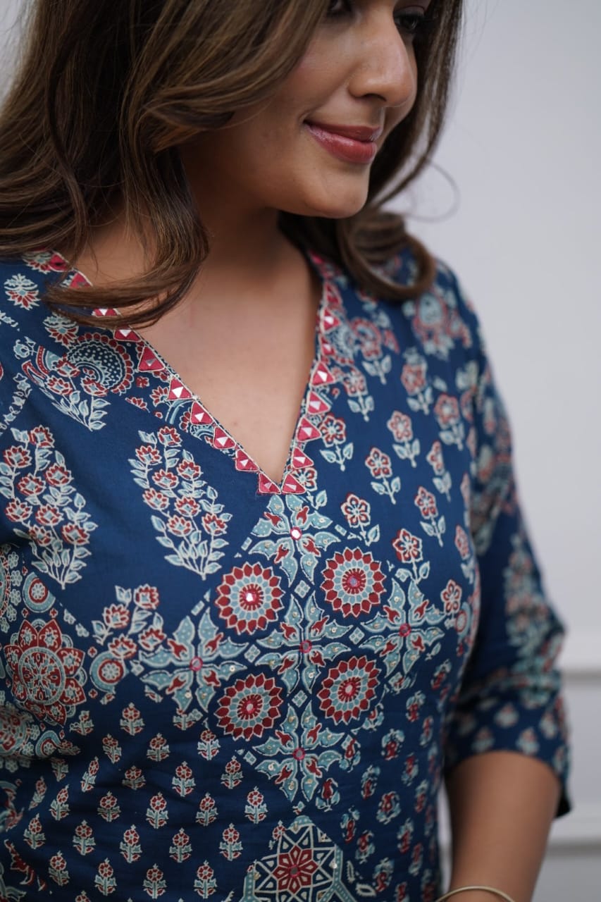 Pathani Blue cotton kurta set