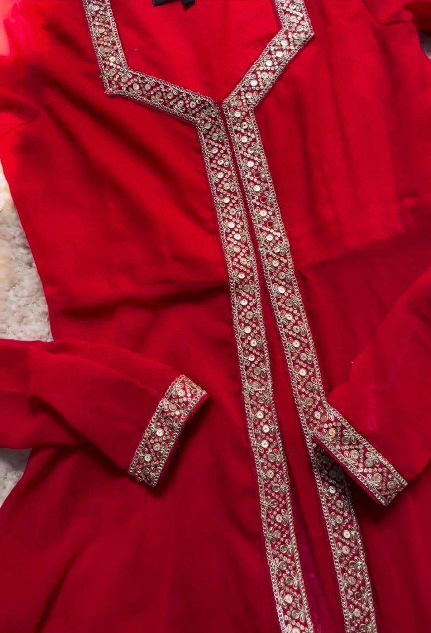 Red  Sequence Georgette Myra Set