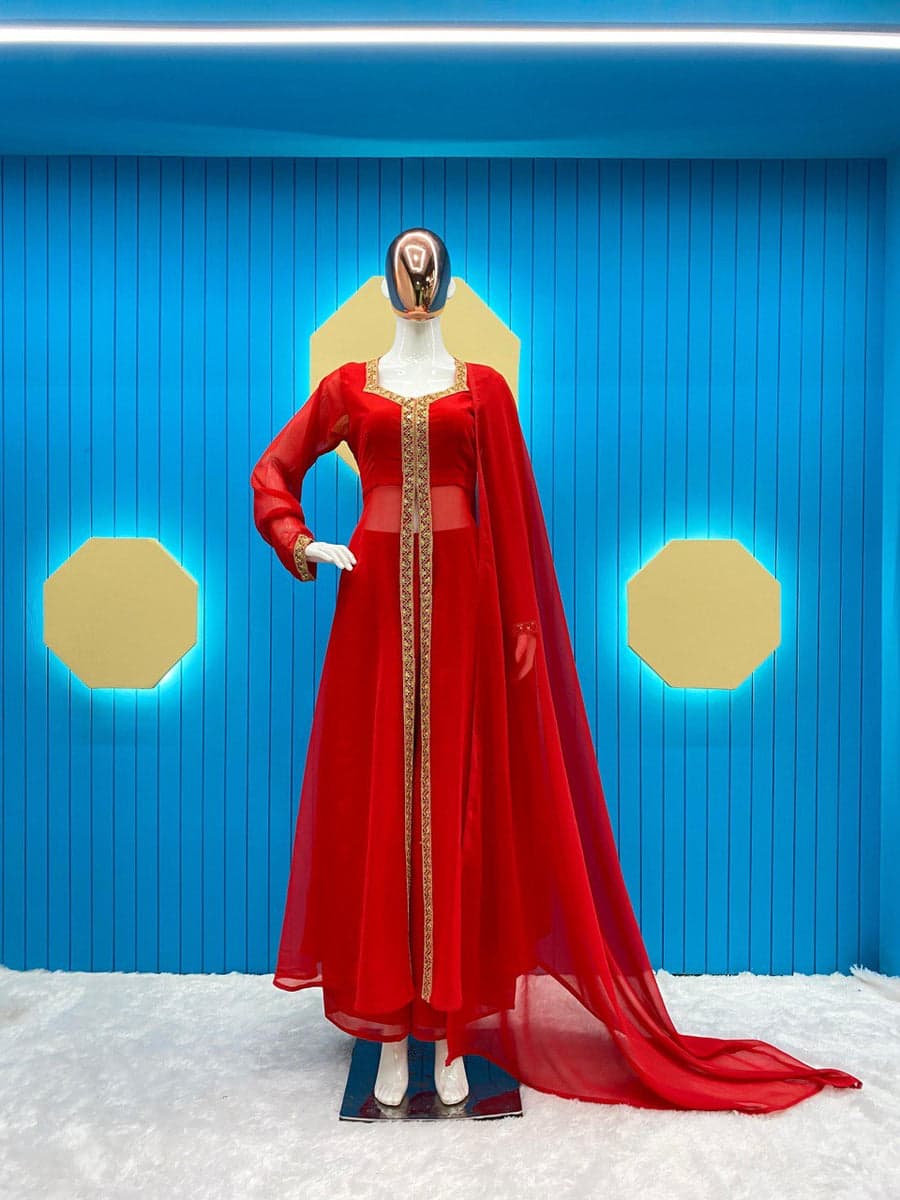 Red  Sequence Georgette Myra Set