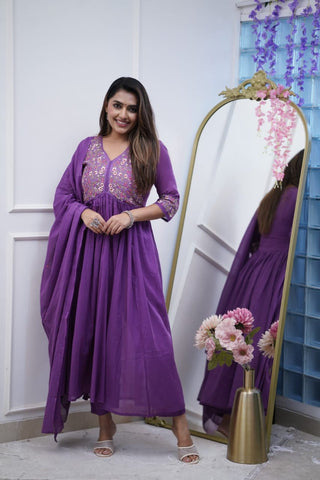 Royal Purple Sequence Embroidered Anarkali Set